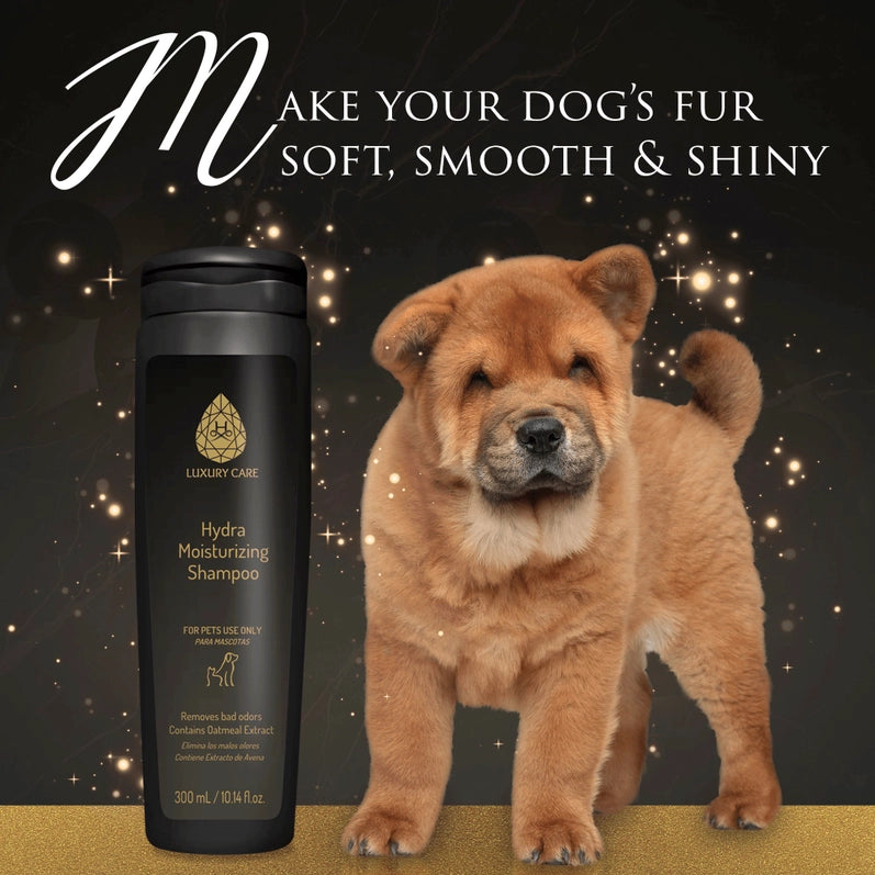 Hydra Luxury Care Moisturizing Shampoo making your dog’s coat soft, shiny, and smooth.